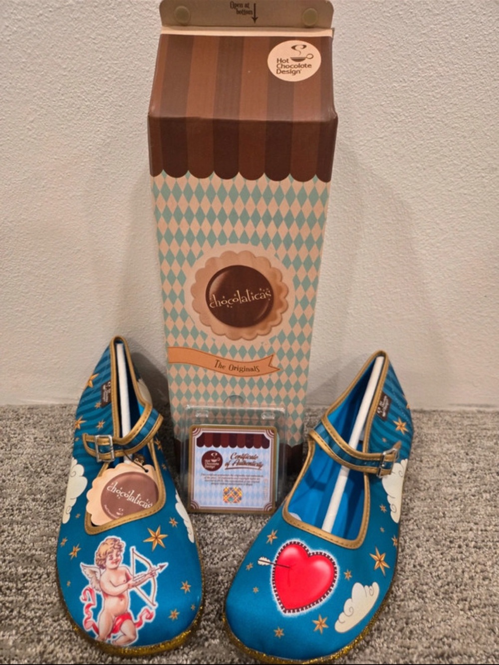 Blue Cupid Heart Mary Jane Flats by Chocolaticas